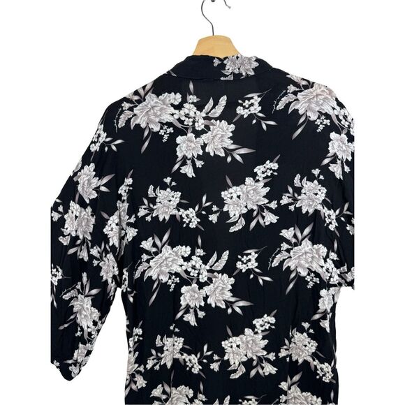 Spritual Gangster Maya Black 3/4 Sleeve Floral Kimono Cardigan One Size Pocket - Picture 7 of 10